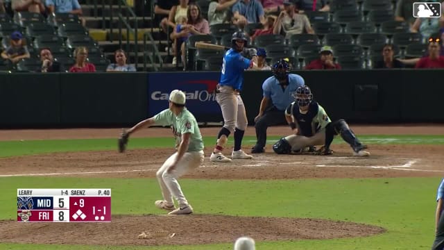 Cameron Leary singles on a line drive to right fielder Orlando Martinez. Davis Diaz scores. Clark Elliott scores. Luke Mann to 2nd.