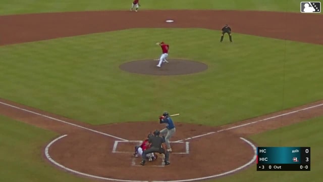 Dauri Fernandez triples (5) on a line drive to right fielder Braylin Morel. Yaikel Mijares scores.