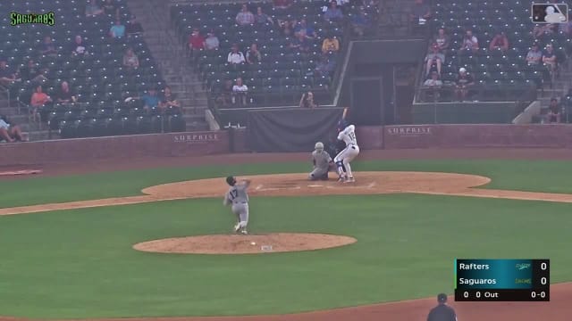 Sebastian Walcott singles on a ground ball to right fielder Nathan Hall. Angeibel Gomez scores.