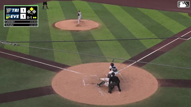 Felnin Celesten singles on a fly ball to center fielder Gage Harrelson. Jonny Farmelo scores.
