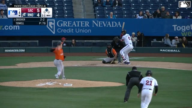 LuJames Groover singles on a sharp line drive to center fielder Grant McCray. Jacob Amaya scores.