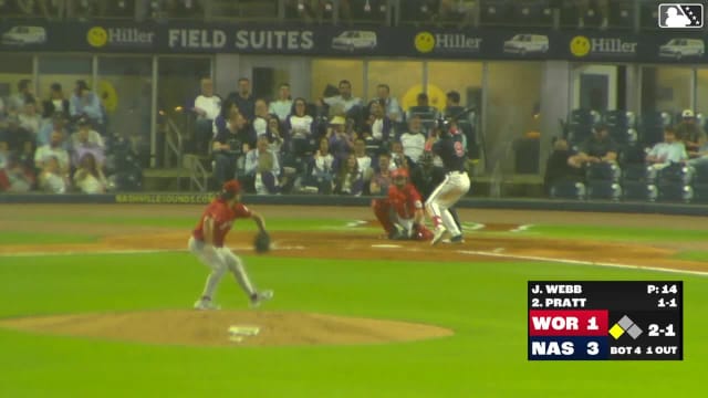 Cooper Pratt singles on a fly ball to right fielder Allan Castro. Jett Williams scores.