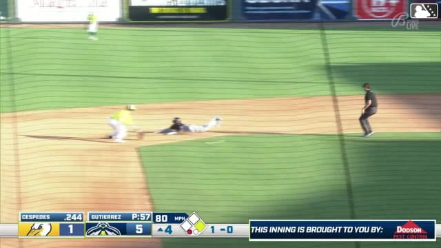 Fernando Cruz's first stolen base for Single-A Myrtle