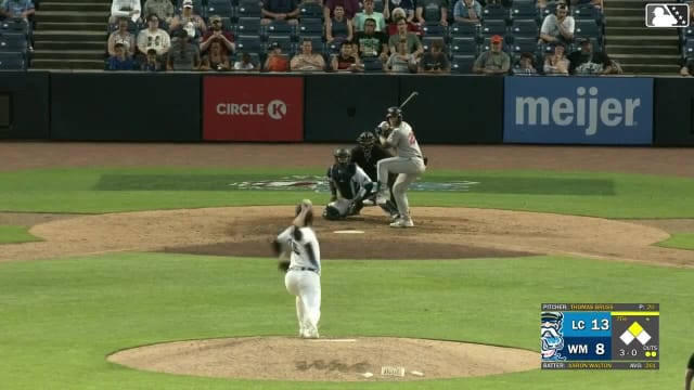 Aaron Walton homers (14) on a fly ball to left center field. Tommy Hawke scores.