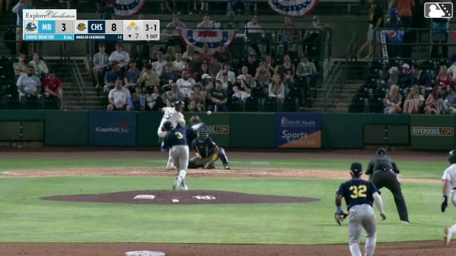 Brailer Guerrero singles on a ground ball to left fielder Edward Vargas. Tom Poole scores.