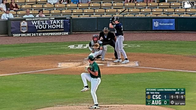 Taitn Gray singles on a line drive to center fielder Luis Guanipa. Caden Bodine scores. Cooper Flemming to 3rd.