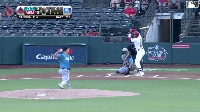 Joshua Báez homers (27) on a fly ball to left field.
