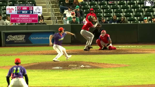 Lazaro Montes triples (1) on a line drive to right fielder Jorel Ortega.