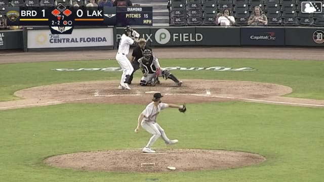 Jude Warwick doubles (8) on a line drive to right fielder Eddie King Jr. Anibal Salas scores. Zach MacDonald to 3rd.