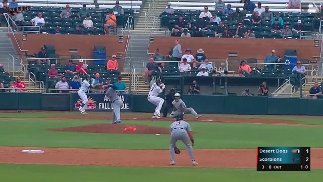 Bryce Rainer flies out to right fielder Eduardo Quintero.