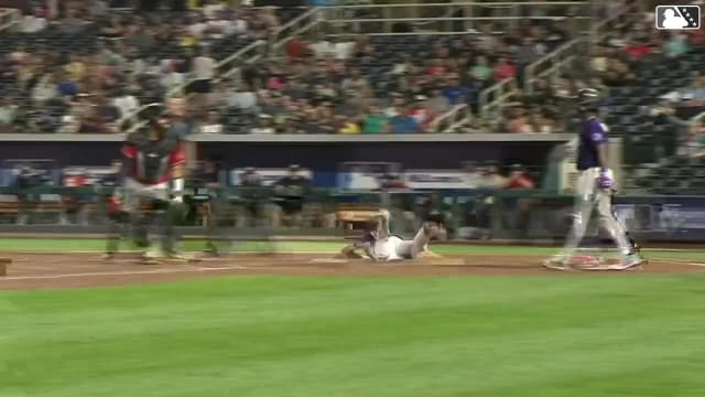 Braiden Ward steals home on a pickoff attempt