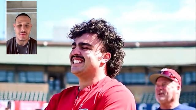 Manny Machado congratulates Sal Stewart on callup 