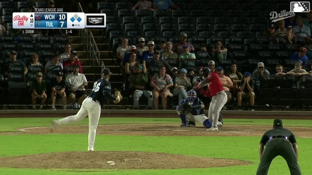 Khadim Diaw doubles (10) on a line drive to right fielder Jose Izarra. Marek Houston scores. Caden Kendle to 3rd.