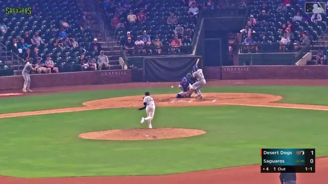 Chase Harlan homers (2) on a fly ball to center field.
