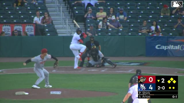Victor Arias singles on a ground ball to center fielder Lonnie White Jr. Jace Bohrofen scores. Sean Keys scores. Adrian Pinto to 3rd.