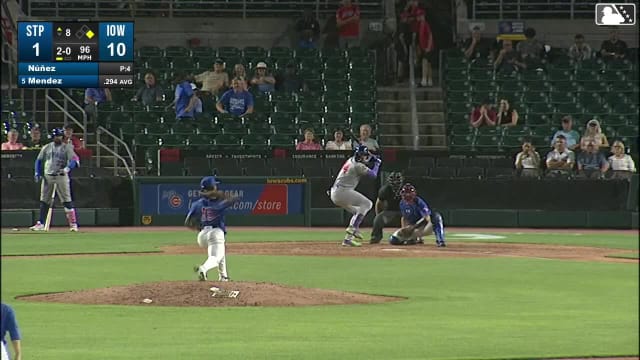 Hendry Mendez homers (7) on a fly ball to right field. Aaron Sabato scores.