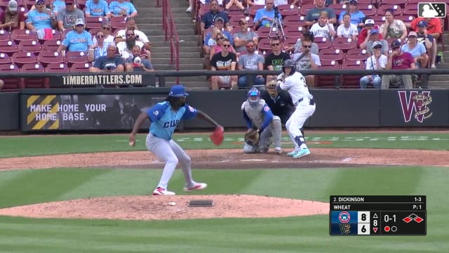 Daniel Dickinson singles on a line drive to center fielder Leonel Espinoza. Luis Lameda scores. Sawyer Strosnider to 3rd.