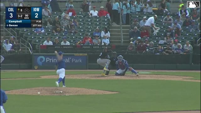 Angel Genao homers (1) on a fly ball to right field.