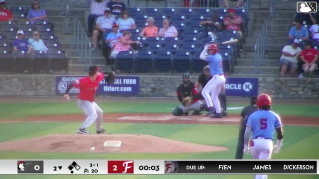 Gavin Fien singles on a ground ball to left fielder Jadyn Fielder. Nick Peoples scores. Manuel Cabrera to 3rd.