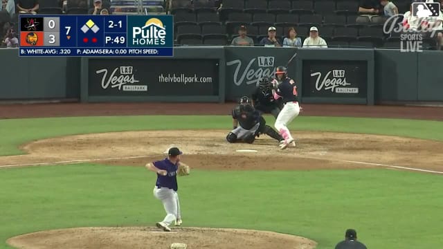 Tommy White singles on a line drive to left fielder Sterlin Thompson. Joshua Kuroda-Grauer scores.