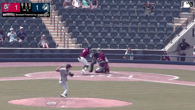 Alexander Frias singles on a ground ball to center fielder Gavin Fien. Brady Ebel scores. Juan Ortuno to 3rd. Alexander Frias to 2nd.