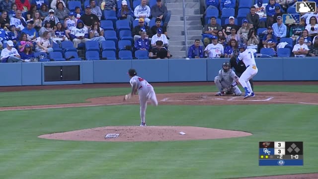 Emil Morales homers (1) on a fly ball to center field.