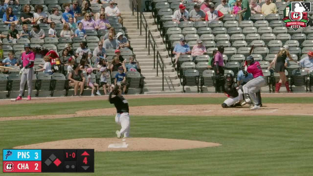 Cristian Hernández doubles (6) on a sharp fly ball to left fielder Jay Allen II. Jay Beshears scores.