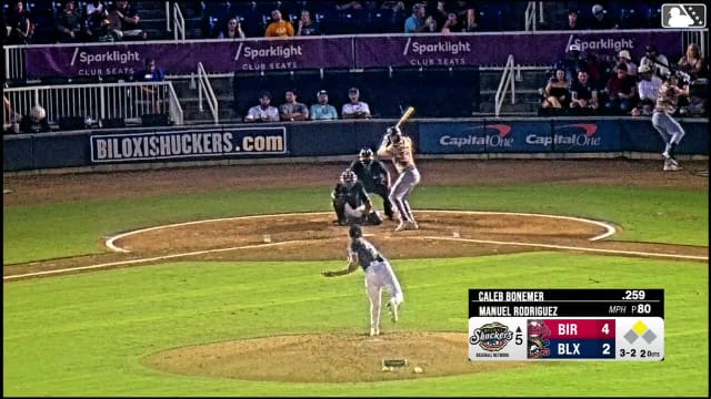 Caleb Bonemer singles on a ground ball to shortstop Jesús Made. Samuel Zavala scores. Throwing error by shortstop Jesús Made.