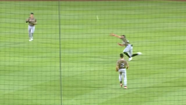 Jared Sundstrom races to center to make the catch
