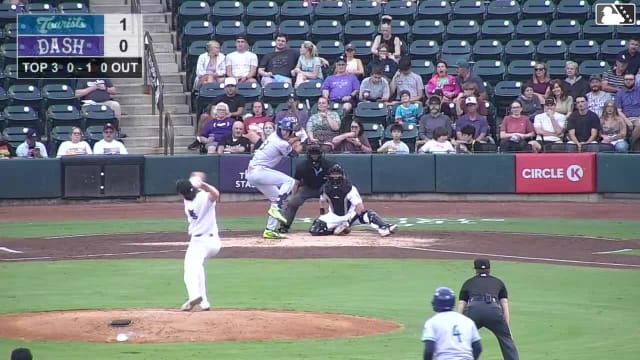 Xavier Neyens singles on a ground ball to right fielder George Wolkow. Justin Thomas Jr. scores.