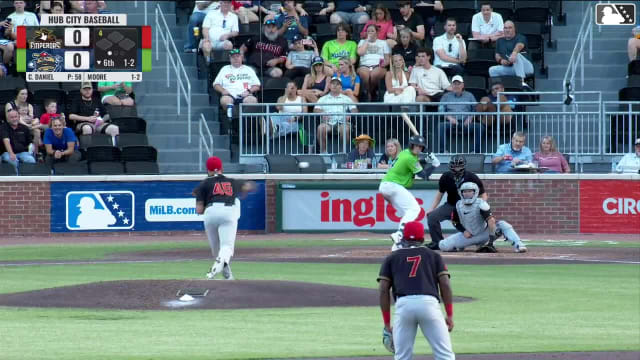Malcolm Moore homers (7) on a fly ball to center field.