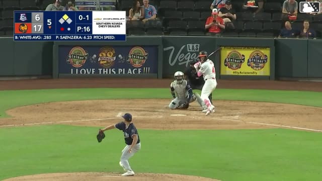 Tommy White homers (5) on a fly ball to center field. Brian Serven scores.