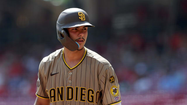 Ethan Salas flies out in first MLB plate appearance