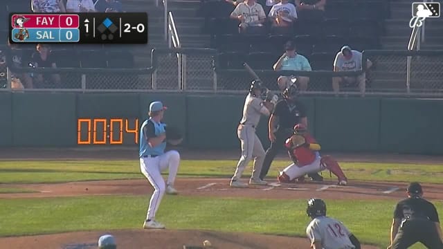 Xavier Neyens singles on a sharp line drive to right fielder Skylar King. Anthony Huezo scores.