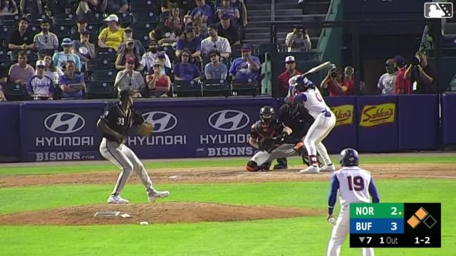 Charles McAdoo singles on a ground ball to center fielder Reed Trimble. Carlos Mendoza scores. Rudy Martin Jr. out at home on the throw, center fielder Reed Trimble to catcher Sam Huff. Charles McAdoo to 2nd.