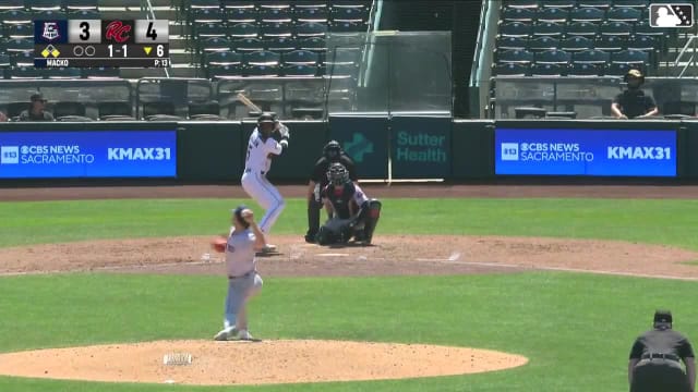 Bo Davidson doubles (3) on a sharp fly ball to left fielder Aaron Zavala. Scott Bandura scores. Parks Harber to 3rd.