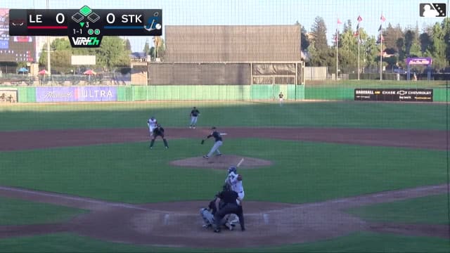 Breyson Guedez doubles (26) on a sharp line drive to center fielder Conner Westenburg. Shotaro Morii scores.
