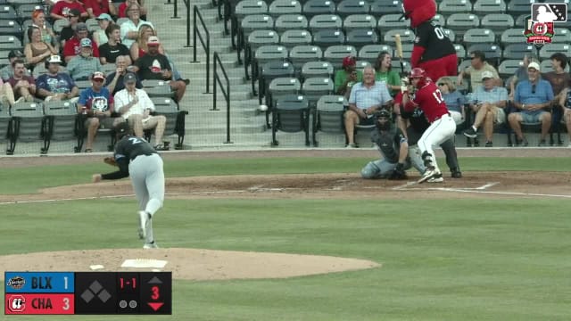 Carter Graham homers (5) on a fly ball to center field.