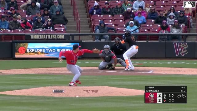 Luis Peña homers (1) on a fly ball to right center field.