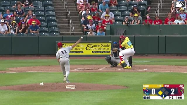 Deniel Ortiz singles on a ground ball to center fielder Carson Roccaforte. Jesús Báez scores.