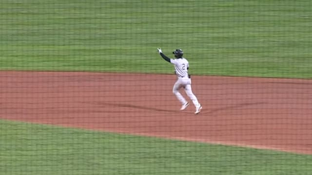 Kiko Romero's first home run with Double-A Somerset