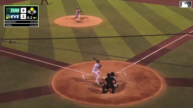 Korbyn Dickerson doubles (1) on a line drive to left fielder Jose Astudillo. Luke Stevenson scores.