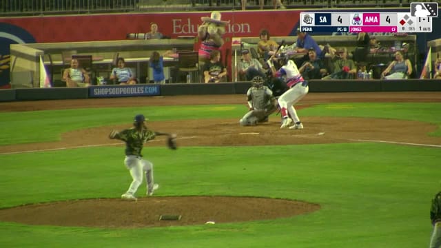Druw Jones singles on a ground ball to shortstop Francisco Acuna. Junior Franco scores.