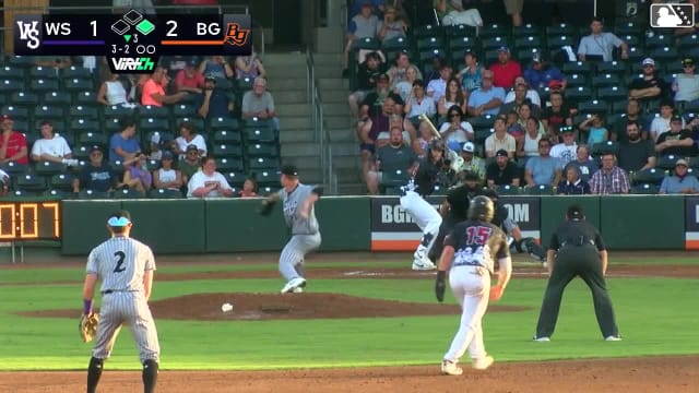 Nathan Flewelling singles on a line drive to right fielder George Wolkow. Tony Santa Maria scores.