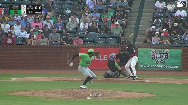 Jhonny Severino homers (30) on a line drive to left center field.