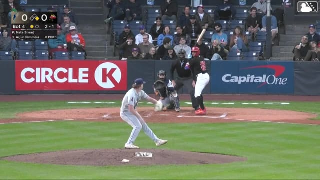 Arjun Nimmala doubles (6) on a ground ball to left fielder Jorge Ruiz. J.R. Freethy scores.