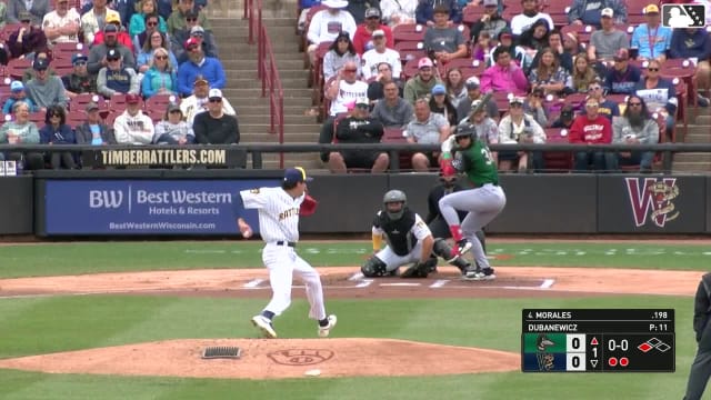 Emil Morales singles on a line drive to center fielder Braylon Payne. Eduardo Quintero scores.