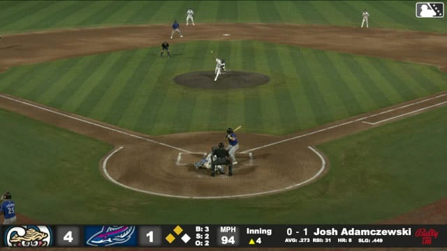 Josh Adamczewski singles on a ground ball to right fielder Colby Shade. Braylon Payne scores.