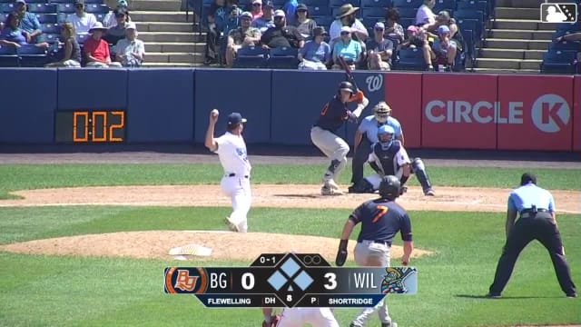 Nathan Flewelling singles on a soft fly ball to left fielder T.J. White. Ryan McCoy scores. Émilien Pitre scores. Caden Bodine to 2nd.