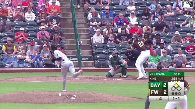 Lamar King Jr. doubles (13) on a fly ball to right fielder Damian Ruiz. Robbie Lavey scores.